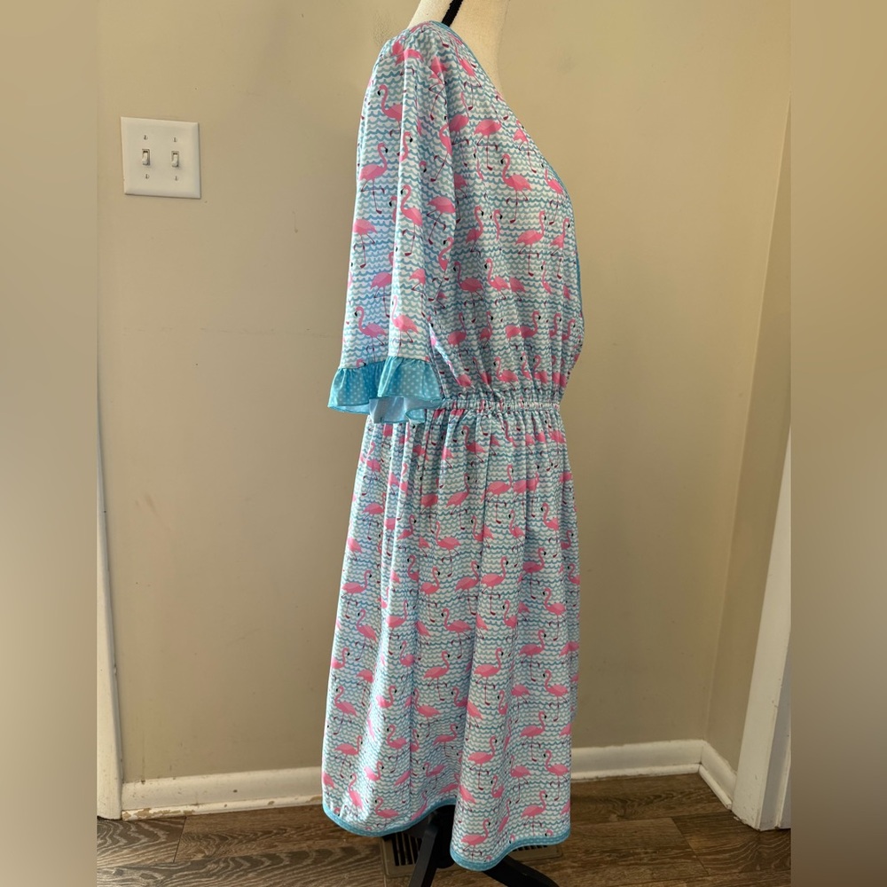 Sassy Stitches preppy wrap dress flamingo & wave polka dot SZ 2XL - Picture 2 of 13